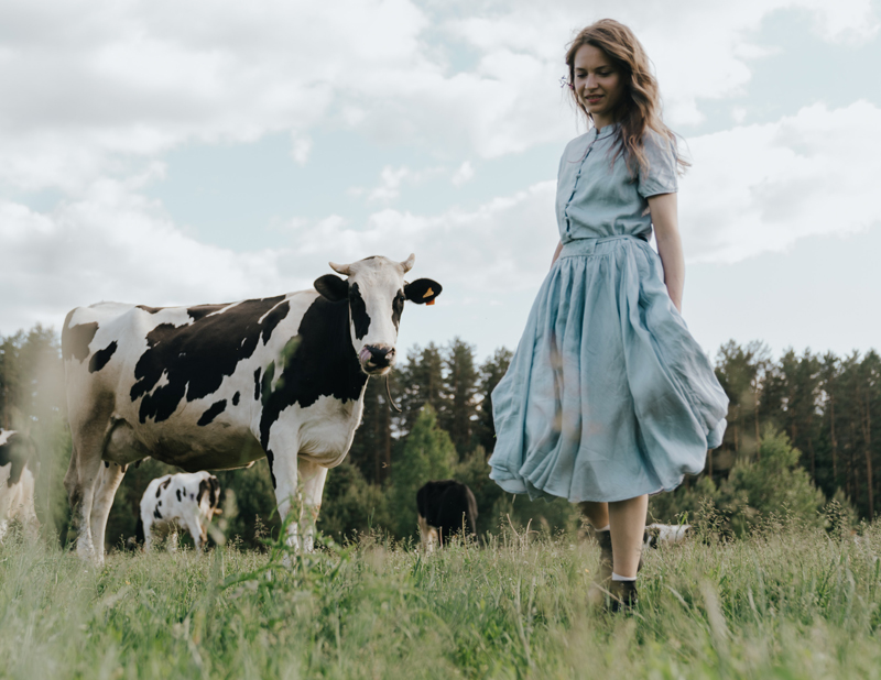 Girl and Cows